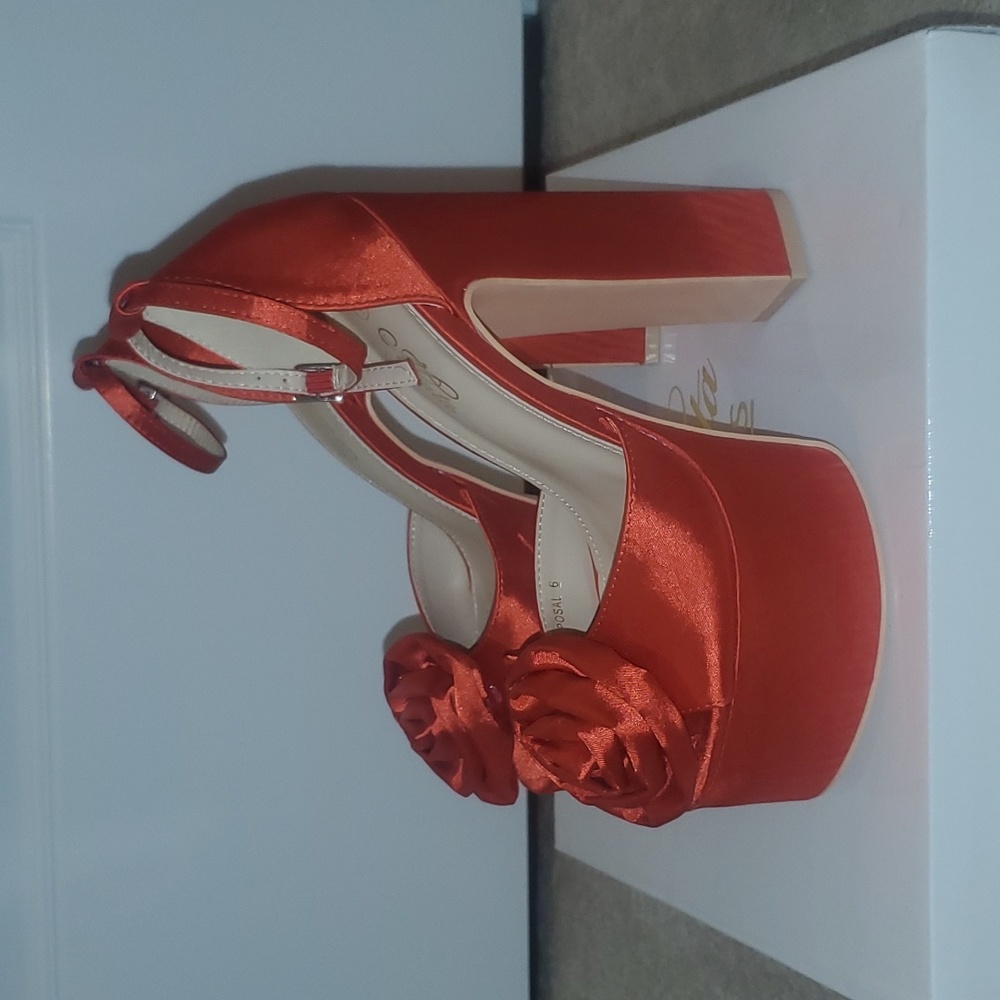 Red Chunky High Heels